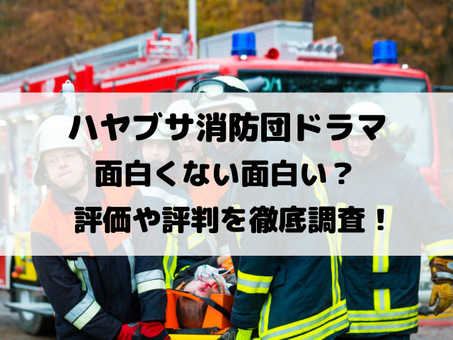 ハヤブサ消防団ドラマ面白くない面白い？評価や評判を徹底調査！