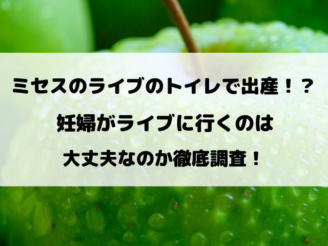 ミセスのライブのトイレで出産！？妊婦がライブに行くのは大丈夫なのか徹底調査！